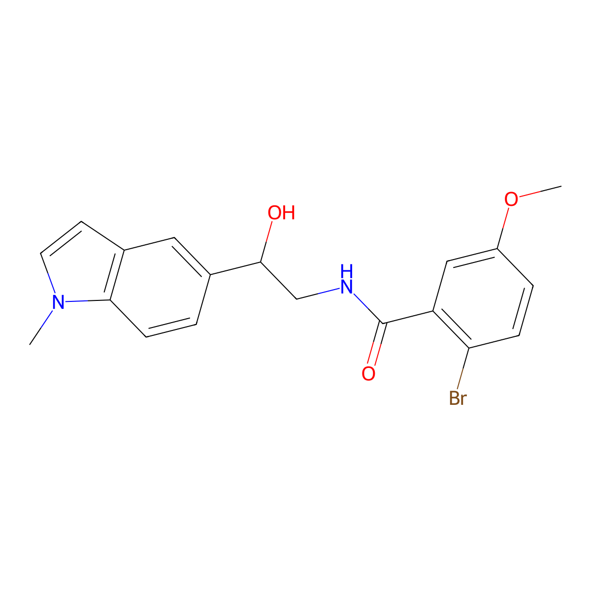 2-bromo-N-[2-hydroxy-2-(1-methyl-1H-indol-5-yl)ethyl]-5-methoxybenzamide molecular structure, CAS 2034526-94-6