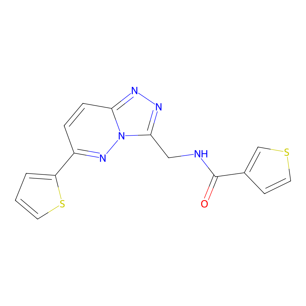 N-((6-(thiophen-2-yl)-[1,2,4]triazolo[4,3-b]pyridazin-3-yl)methyl)thiophene-3-carboxamide molecular structure, CAS 2034526-95-7