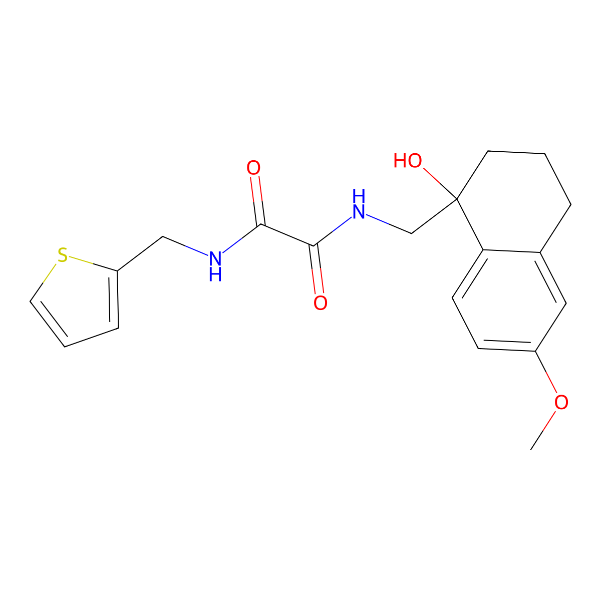 N1-((1-hydroxy-6-methoxy-1,2,3,4-tetrahydronaphthalen-1-yl)methyl)-N2-(thiophen-2-ylmethyl)oxalamide molecular structure, CAS 2034526-97-9