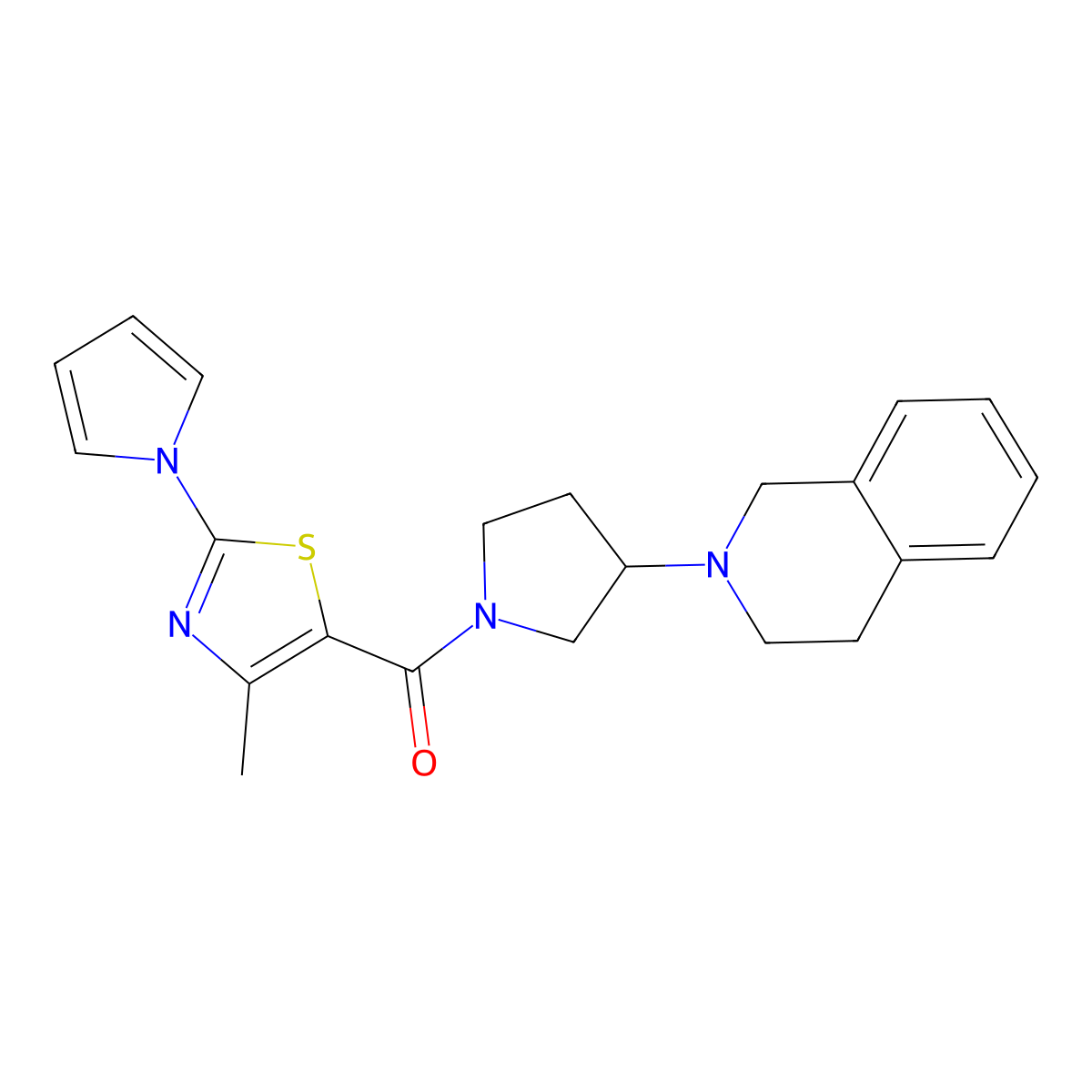 (3-(3,4-dihydroisoquinolin-2(1H)-yl)pyrrolidin-1-yl)(4-methyl-2-(1H-pyrrol-1-yl)thiazol-5-yl)methanone molecular structure, CAS 2034526-98-0