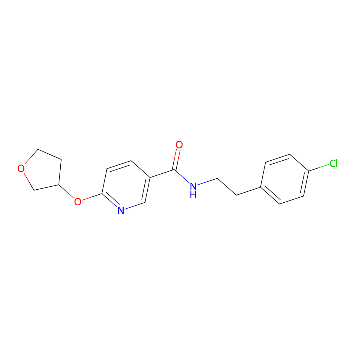 N-(4-chlorophenethyl)-6-((tetrahydrofuran-3-yl)oxy)nicotinamide molecular structure, CAS 2034527-00-7