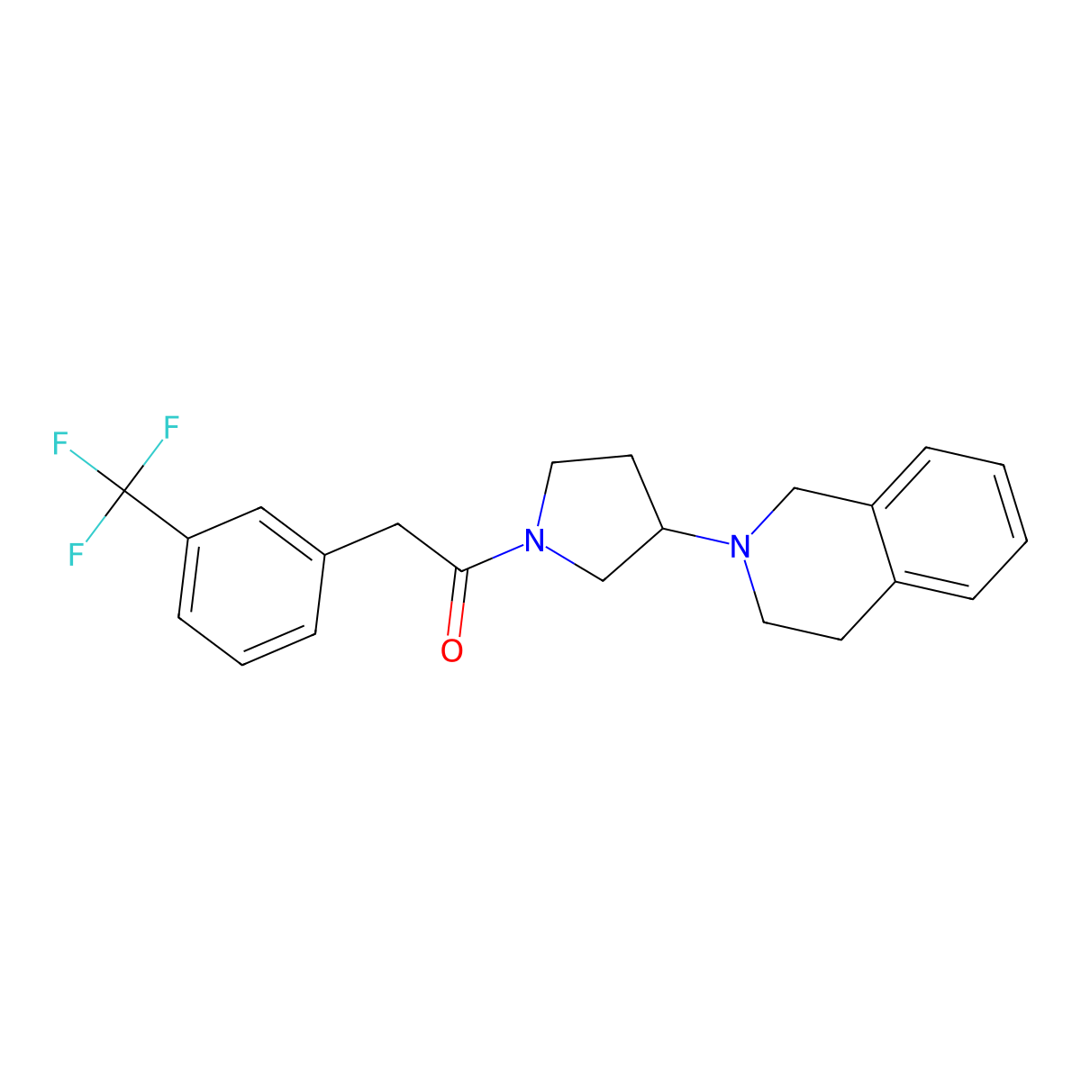 1-(3-(3,4-dihydroisoquinolin-2(1H)-yl)pyrrolidin-1-yl)-2-(3-(trifluoromethyl)phenyl)ethanone molecular structure, CAS 2034527-02-9