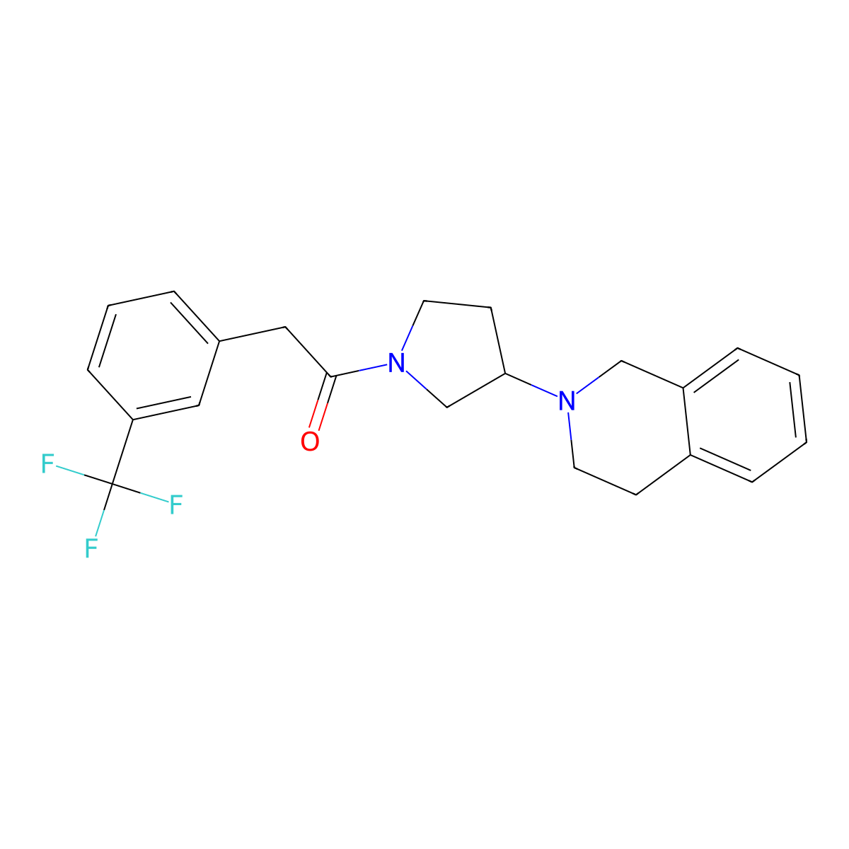 1-(3-(3,4-dihydroisoquinolin-2(1H)-yl)pyrrolidin-1-yl)-2-(3-(trifluoromethyl)phenyl)ethanone molecular structure, CAS 2034527-02-9