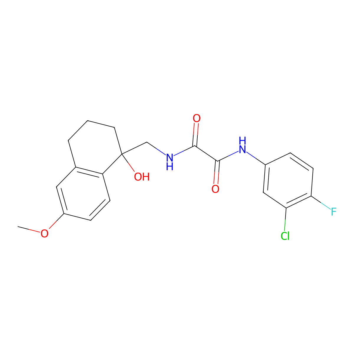 N1-(3-chloro-4-fluorophenyl)-N2-((1-hydroxy-6-methoxy-1,2,3,4-tetrahydronaphthalen-1-yl)methyl)oxalamide molecular structure, CAS 2034527-04-1