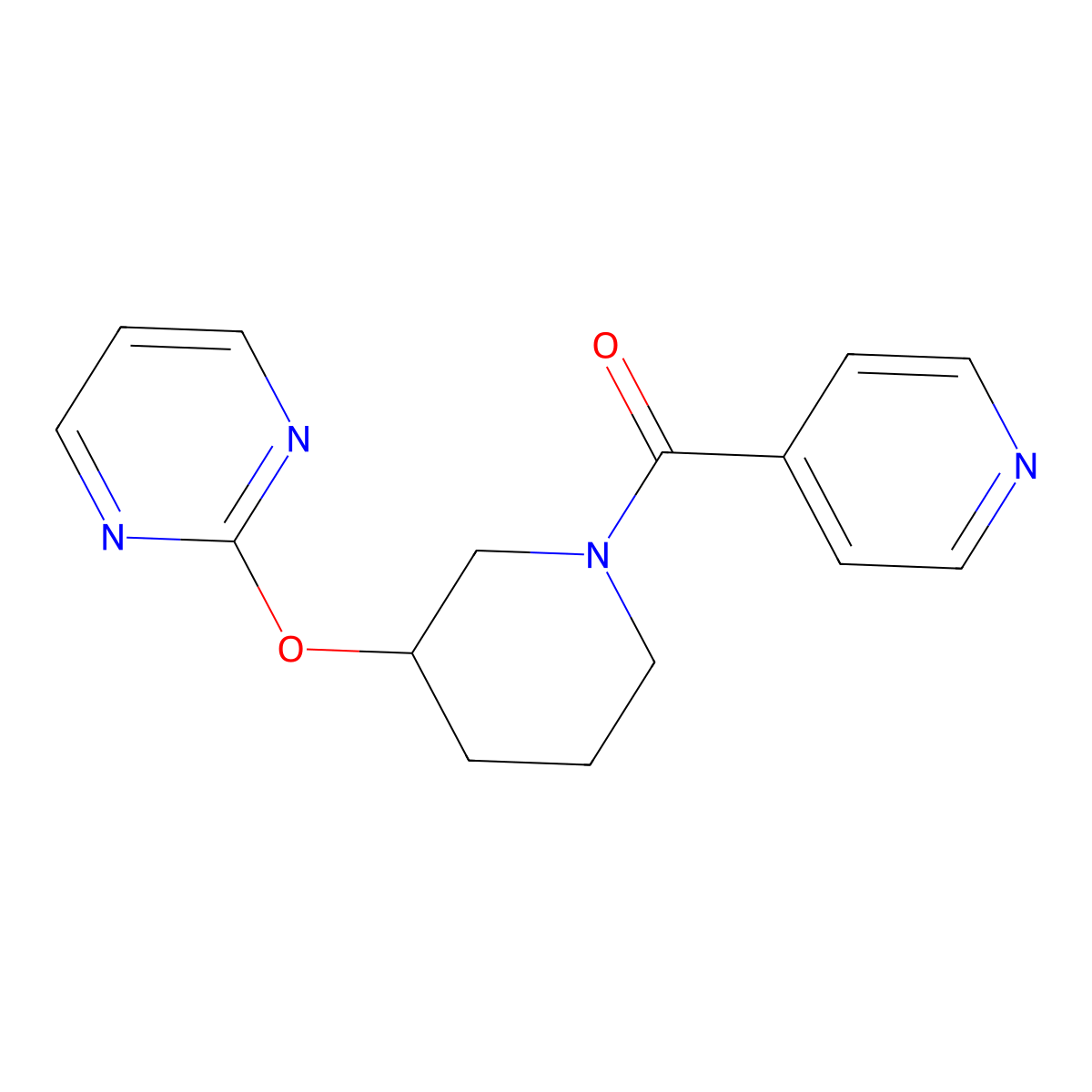 Pyridin-4-yl(3-(pyrimidin-2-yloxy)piperidin-1-yl)methanone molecular structure, CAS 2034527-05-2