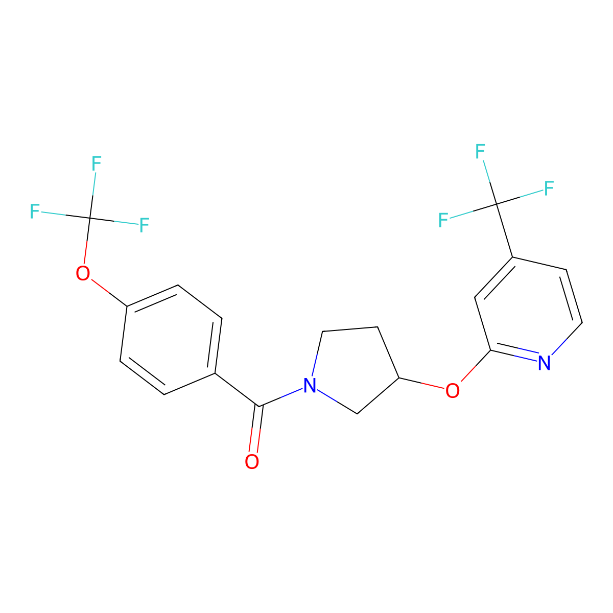(4-(Trifluoromethoxy)phenyl)(3-((4-(trifluoromethyl)pyridin-2-yl)oxy)pyrrolidin-1-yl)methanone molecular structure, CAS 2034527-07-4