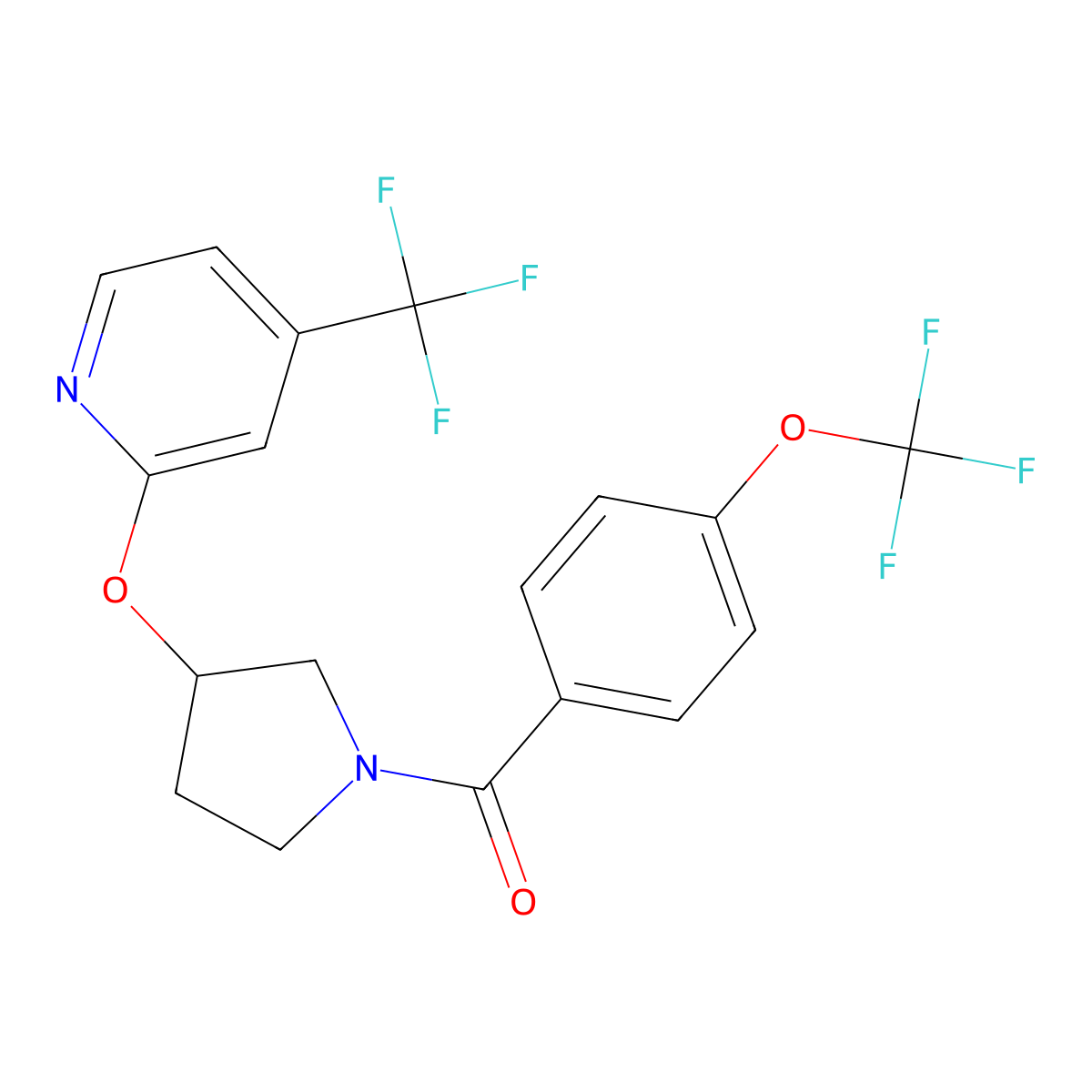 (4-(Trifluoromethoxy)phenyl)(3-((4-(trifluoromethyl)pyridin-2-yl)oxy)pyrrolidin-1-yl)methanone molecular structure, CAS 2034527-07-4