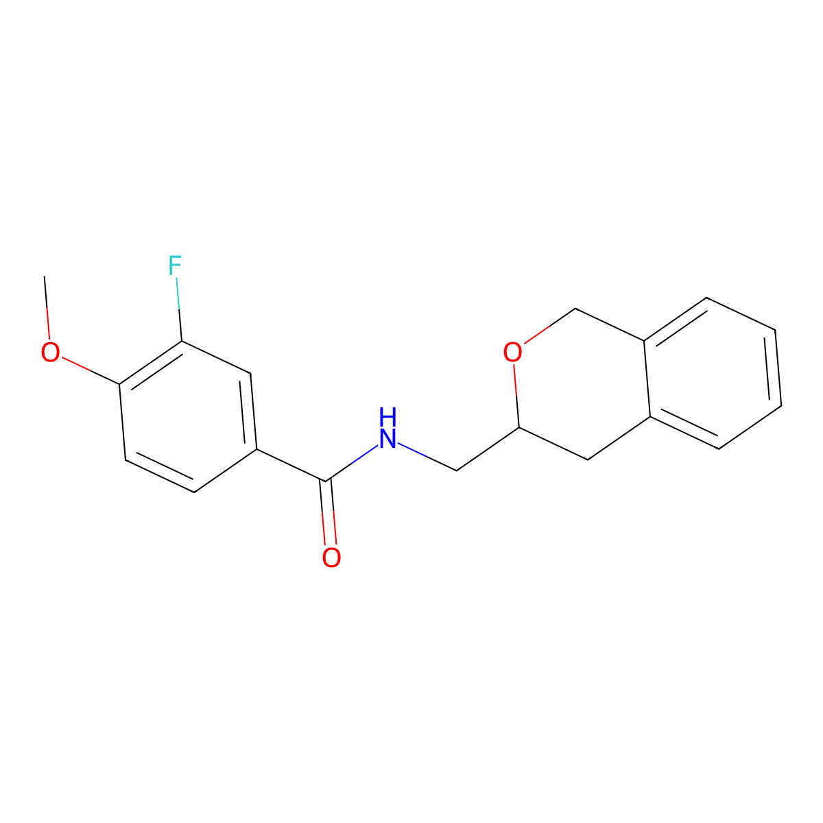3-fluoro-N-(isochroman-3-ylmethyl)-4-methoxybenzamide molecular structure, CAS 2034527-15-4