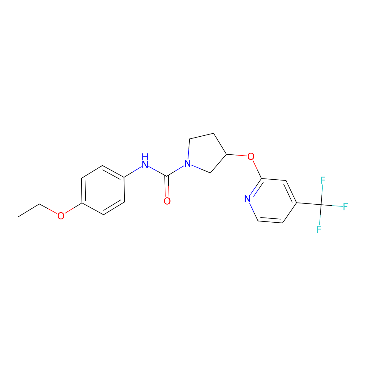 N-(4-ethoxyphenyl)-3-((4-(trifluoromethyl)pyridin-2-yl)oxy)pyrrolidine-1-carboxamide molecular structure, CAS 2034527-18-7