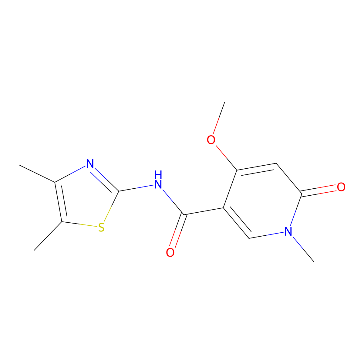 N-(4,5-dimethylthiazol-2-yl)-4-methoxy-1-methyl-6-oxo-1,6-dihydropyridine-3-carboxamide molecular structure, CAS 2034527-25-6
