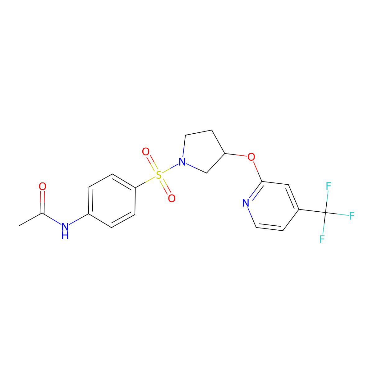 N-{4-[(3-{[4-(trifluoromethyl)pyridin-2-yl]oxy}pyrrolidin-1-yl)sulfonyl]phenyl}acetamide molecular structure, CAS 2034527-27-8
