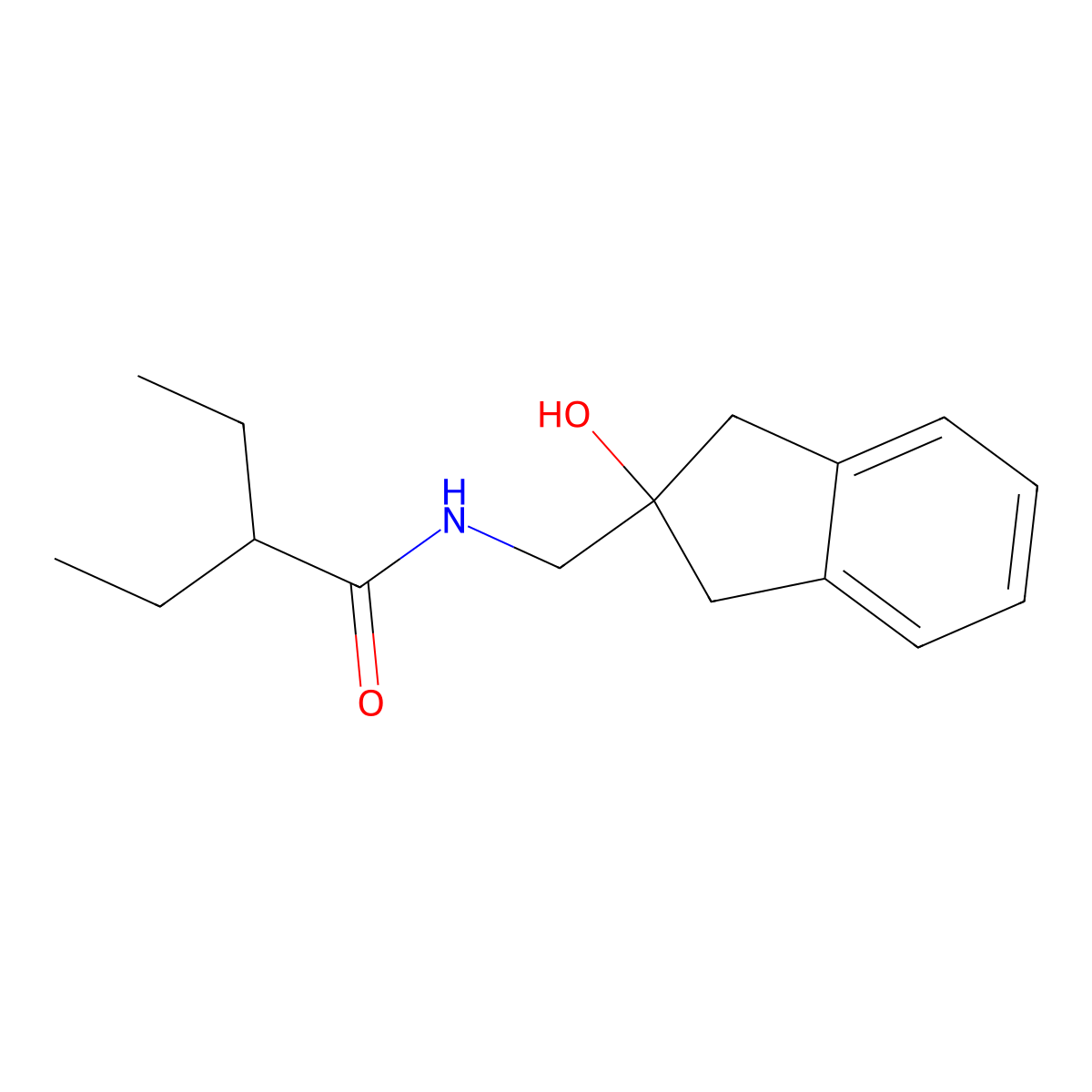 2-ethyl-N-((2-hydroxy-2,3-dihydro-1H-inden-2-yl)methyl)butanamide molecular structure, CAS 2034527-28-9