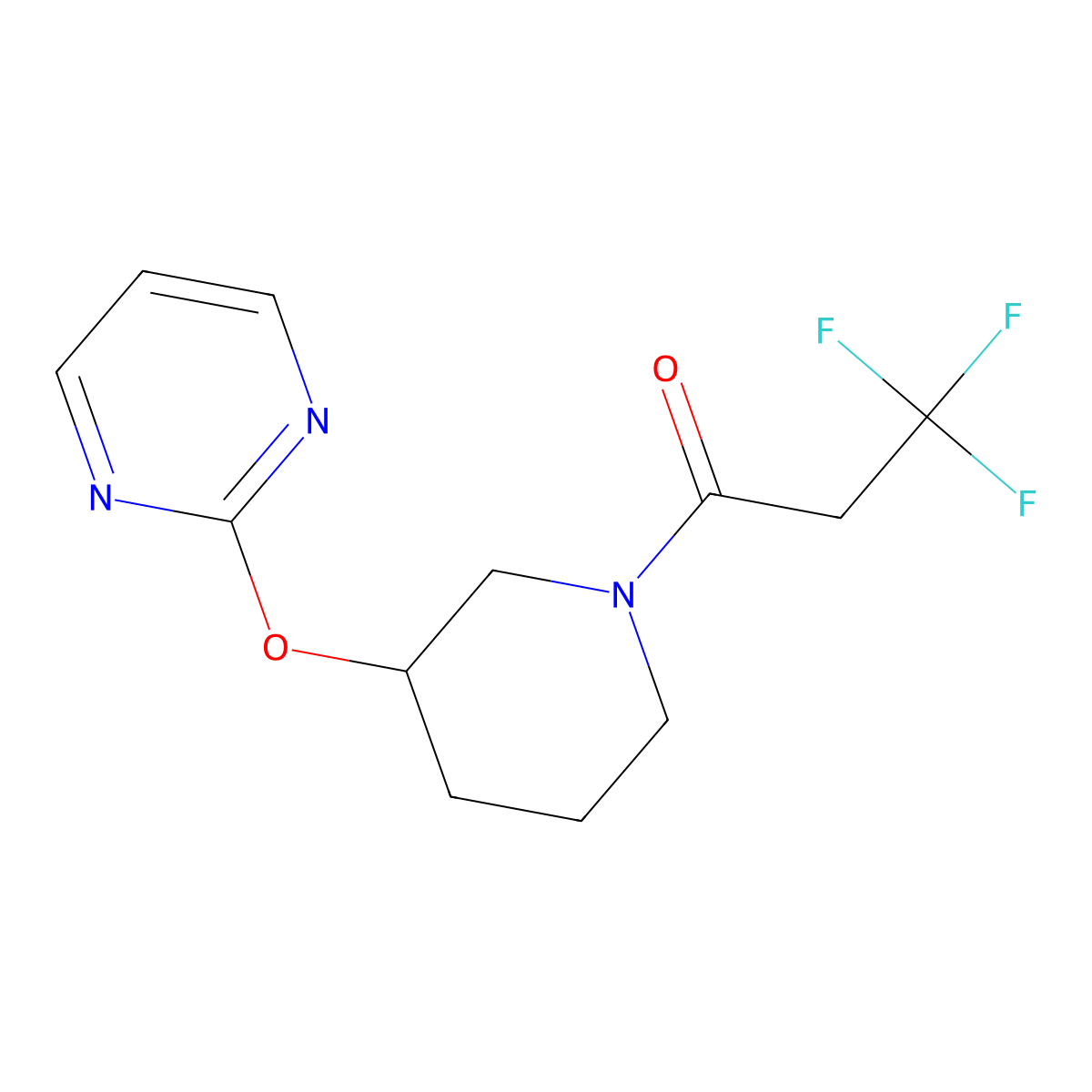 3,3,3-Trifluoro-1-(3-(pyrimidin-2-yloxy)piperidin-1-yl)propan-1-one molecular structure, CAS 2034527-30-3