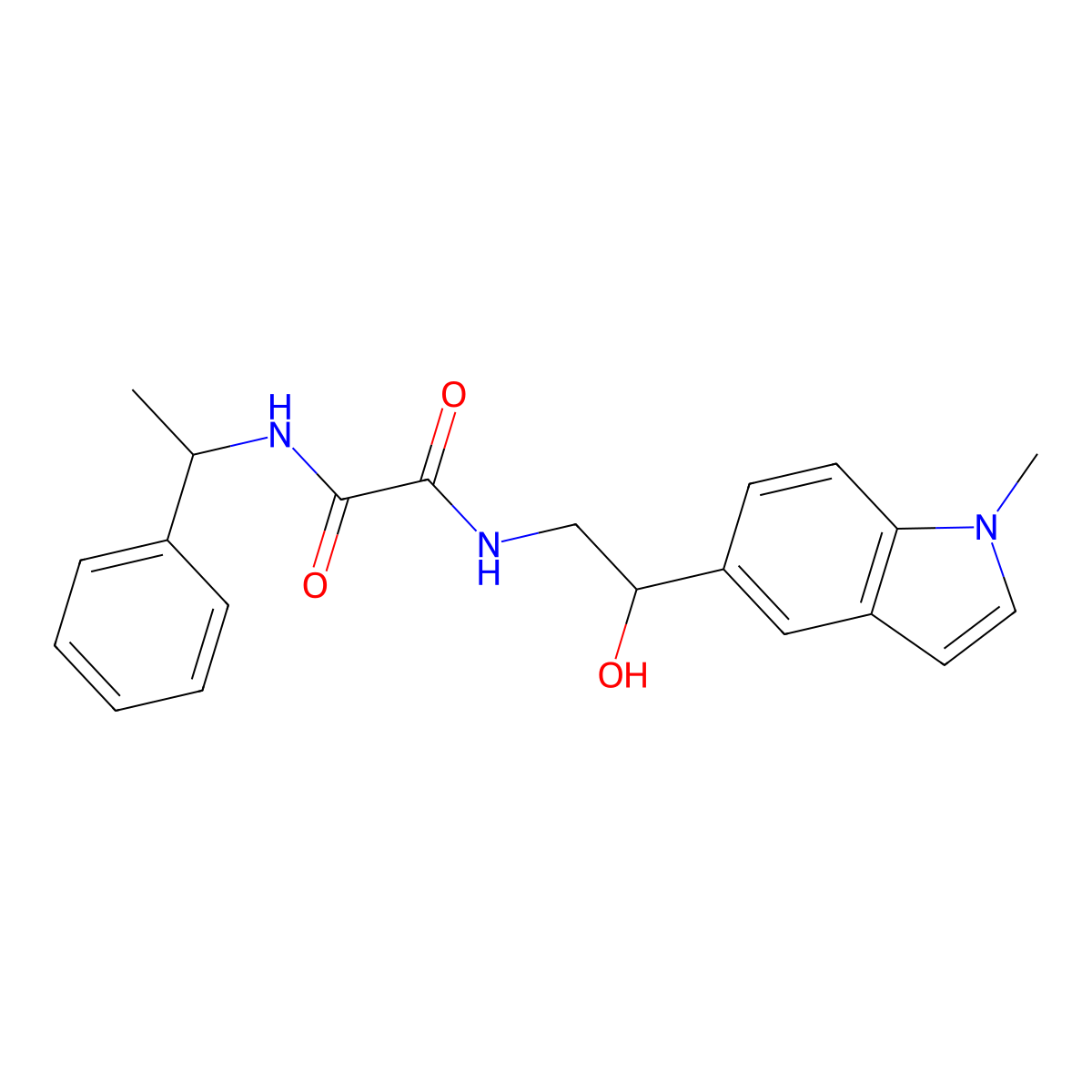 N1-(2-hydroxy-2-(1-methyl-1H-indol-5-yl)ethyl)-N2-(1-phenylethyl)oxalamide molecular structure, CAS 2034527-32-5