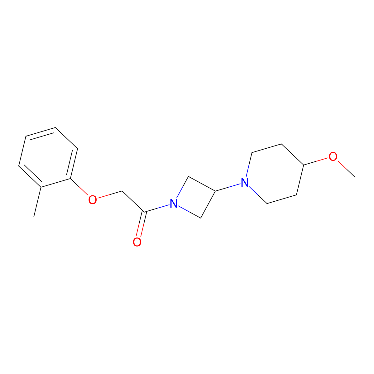 1-(3-(4-Methoxypiperidin-1-yl)azetidin-1-yl)-2-(o-tolyloxy)ethanone molecular structure, CAS 2034527-34-7