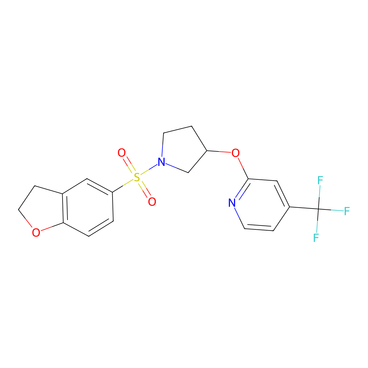 2-((1-((2,3-Dihydrobenzofuran-5-yl)sulfonyl)pyrrolidin-3-yl)oxy)-4-(trifluoromethyl)pyridine molecular structure, CAS 2034527-35-8