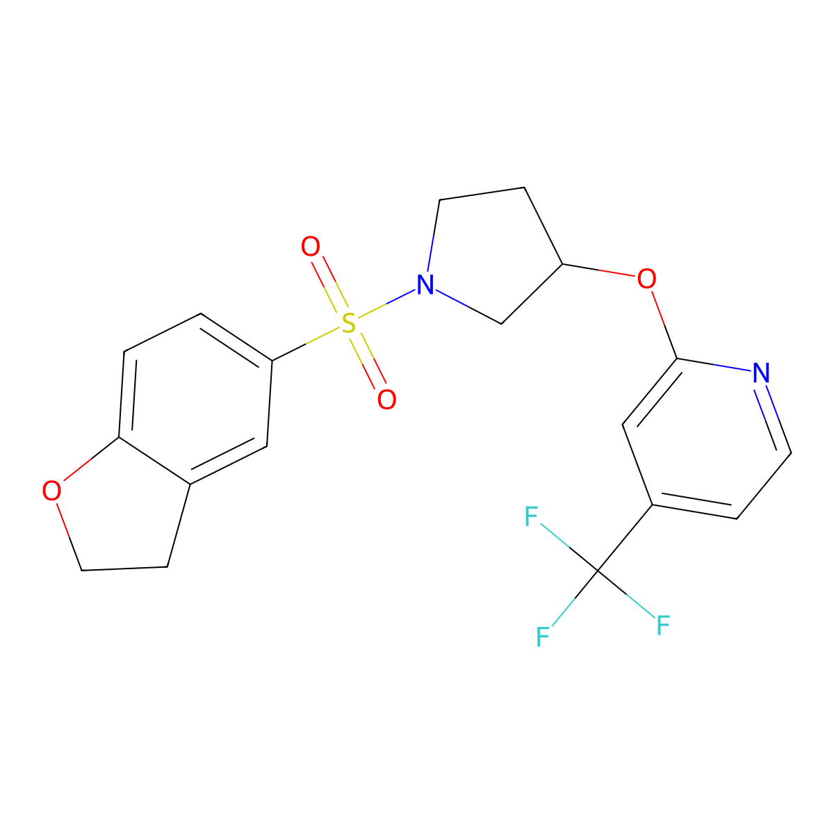 2-((1-((2,3-Dihydrobenzofuran-5-yl)sulfonyl)pyrrolidin-3-yl)oxy)-4-(trifluoromethyl)pyridine molecular structure, CAS 2034527-35-8