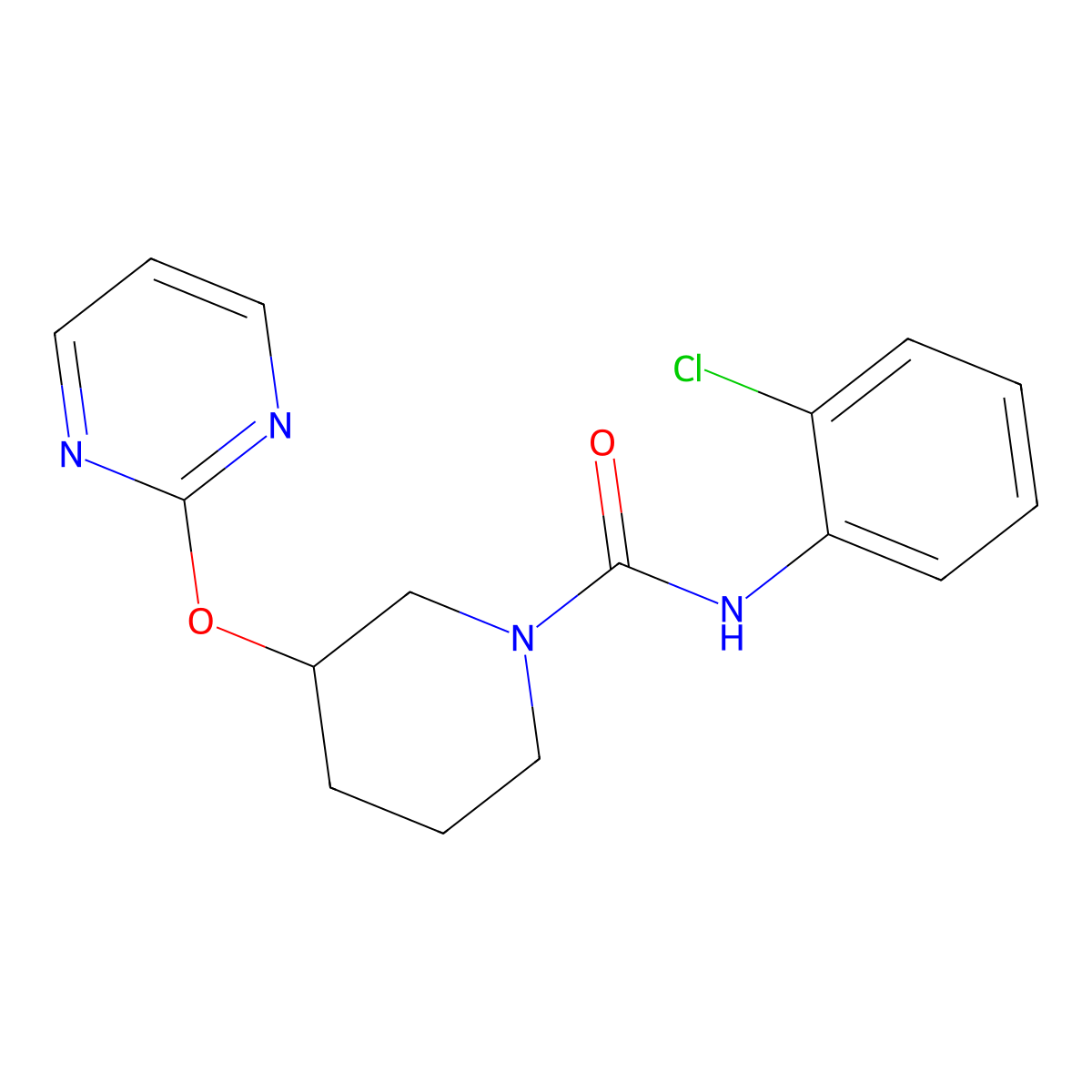 N-(2-chlorophenyl)-3-(pyrimidin-2-yloxy)piperidine-1-carboxamide molecular structure, CAS 2034527-36-9