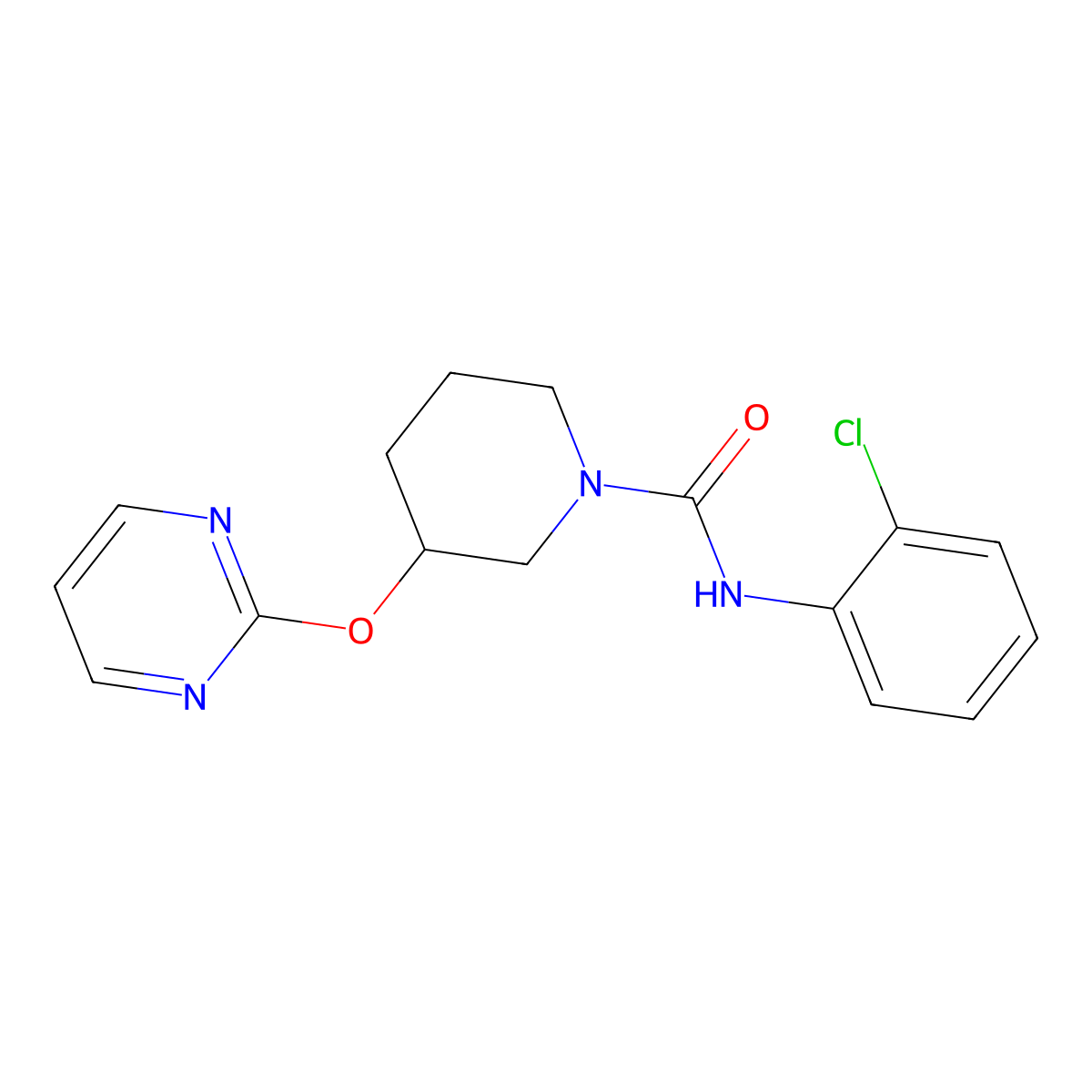 N-(2-chlorophenyl)-3-(pyrimidin-2-yloxy)piperidine-1-carboxamide molecular structure, CAS 2034527-36-9