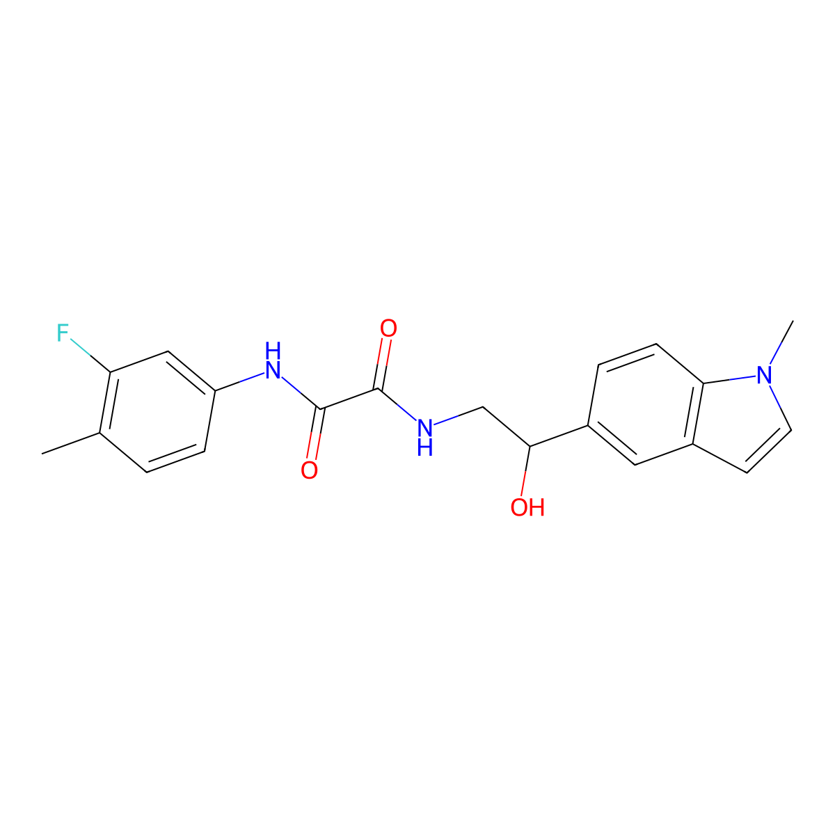N1-(3-fluoro-4-methylphenyl)-N2-(2-hydroxy-2-(1-methyl-1H-indol-5-yl)ethyl)oxalamide molecular structure, CAS 2034527-37-0