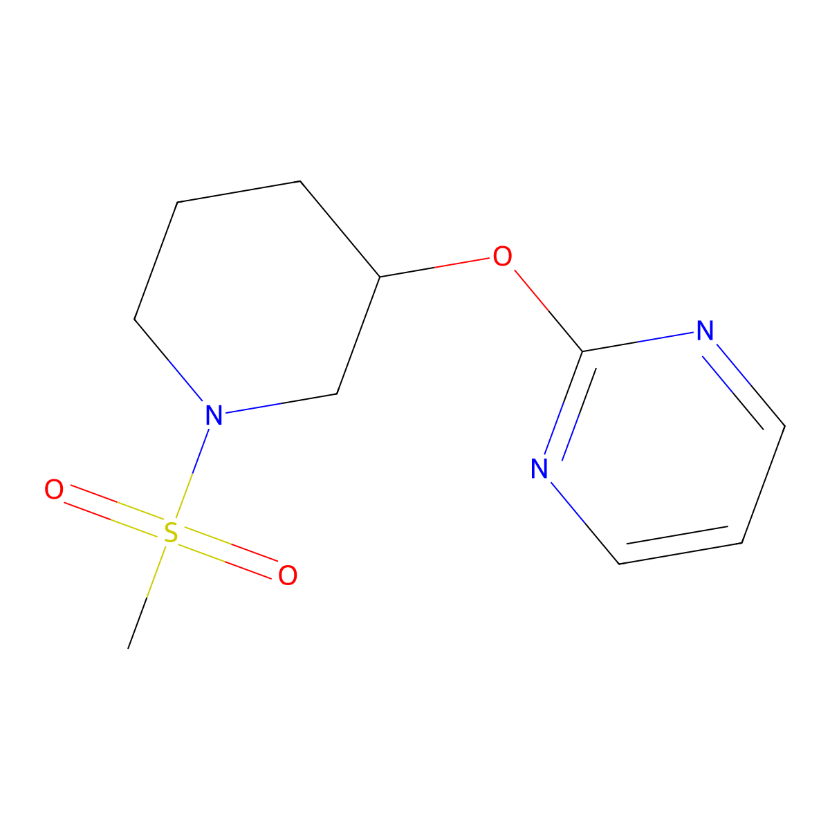 2-((1-(Methylsulfonyl)piperidin-3-yl)oxy)pyrimidine molecular structure, CAS 2034527-41-6