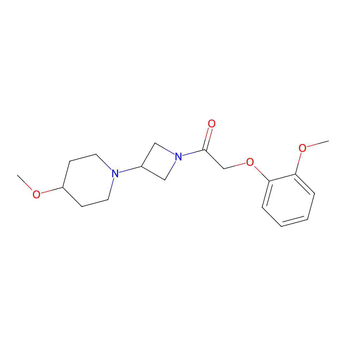2-(2-Methoxyphenoxy)-1-(3-(4-methoxypiperidin-1-yl)azetidin-1-yl)ethanone molecular structure, CAS 2034527-42-7
