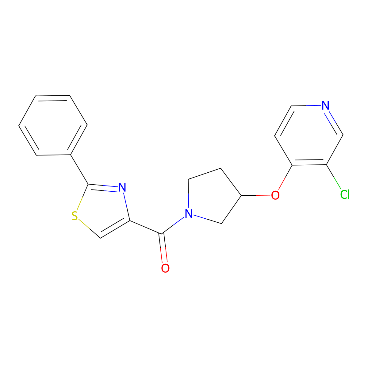 (3-((3-Chloropyridin-4-yl)oxy)pyrrolidin-1-yl)(2-phenylthiazol-4-yl)methanone molecular structure, CAS 2034527-45-0