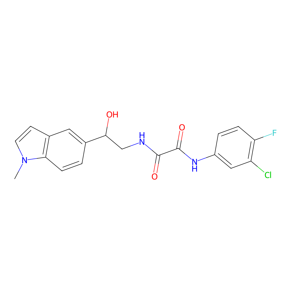 N1-(3-chloro-4-fluorophenyl)-N2-(2-hydroxy-2-(1-methyl-1H-indol-5-yl)ethyl)oxalamide molecular structure, CAS 2034527-47-2