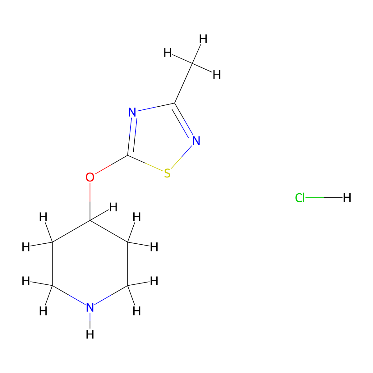 3-Methyl-5-(piperidin-4-yloxy)-1,2,4-thiadiazole hydrochloride molecular structure, CAS 2034527-48-3