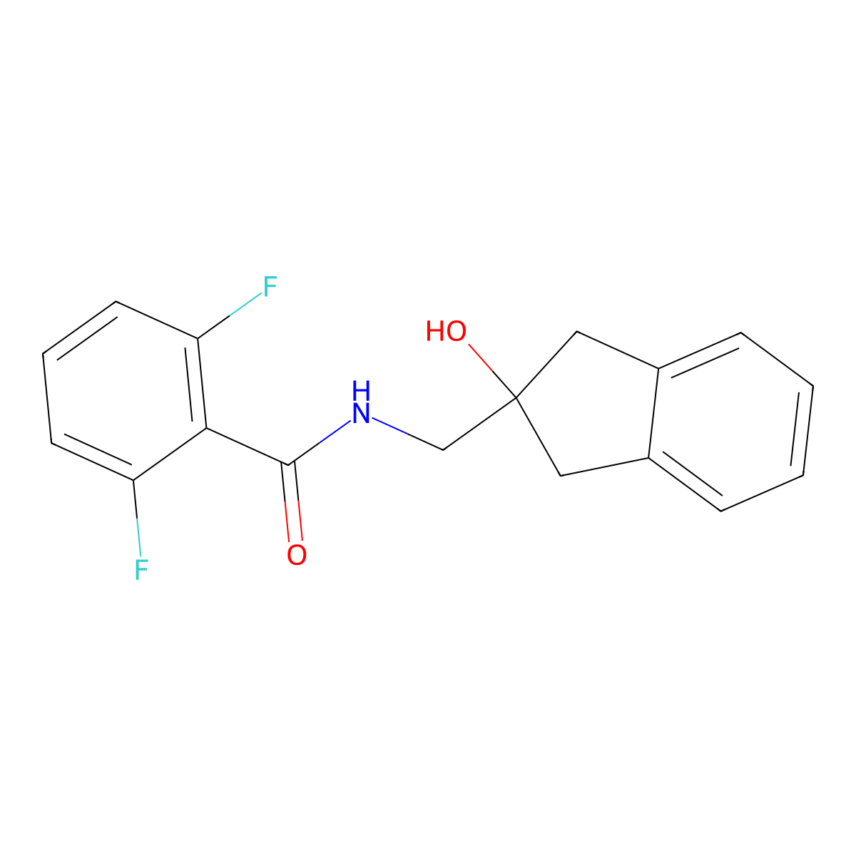 2,6-difluoro-N-[(2-hydroxy-2,3-dihydro-1H-inden-2-yl)methyl]benzamide molecular structure, CAS 2034527-49-4