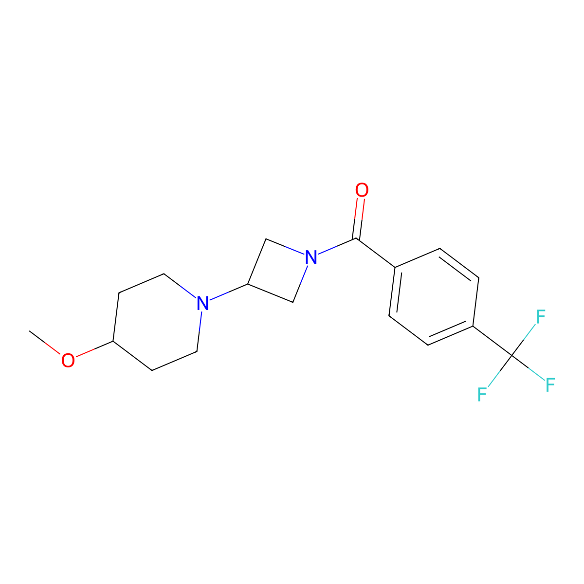 (3-(4-Methoxypiperidin-1-yl)azetidin-1-yl)(4-(trifluoromethyl)phenyl)methanone molecular structure, CAS 2034527-53-0