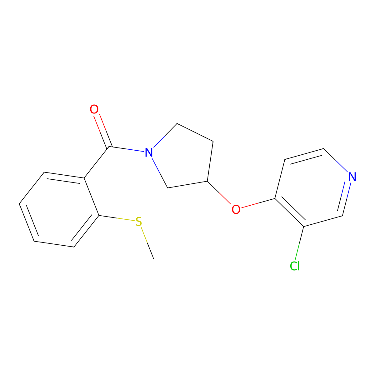 3-Chloro-4-({1-[2-(methylsulfanyl)benzoyl]pyrrolidin-3-yl}oxy)pyridine molecular structure, CAS 2034527-61-0