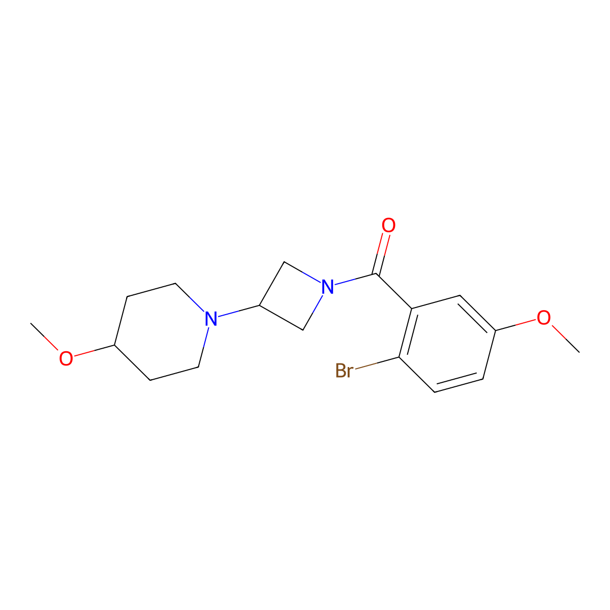 (2-Bromo-5-methoxyphenyl)(3-(4-methoxypiperidin-1-yl)azetidin-1-yl)methanone molecular structure, CAS 2034527-62-1