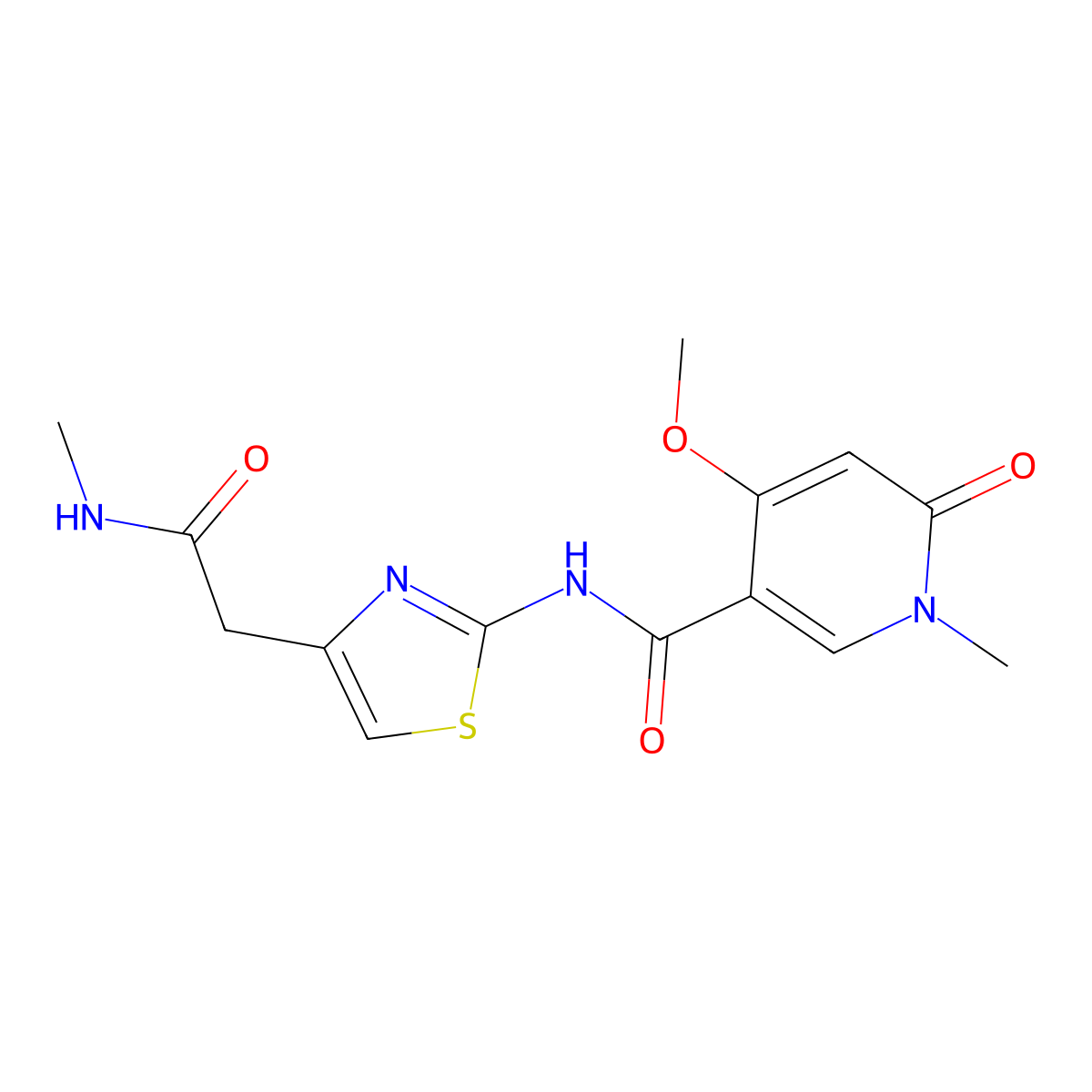 4-methoxy-1-methyl-N-(4-(2-(methylamino)-2-oxoethyl)thiazol-2-yl)-6-oxo-1,6-dihydropyridine-3-carboxamide molecular structure, CAS 2034527-64-3