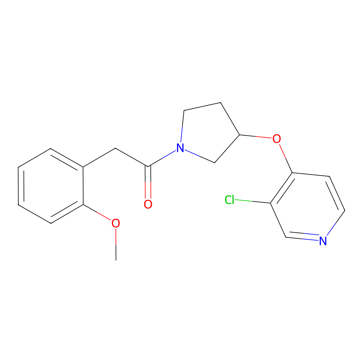 1-(3-((3-Chloropyridin-4-yl)oxy)pyrrolidin-1-yl)-2-(2-methoxyphenyl)ethanone molecular structure, CAS 2034527-67-6