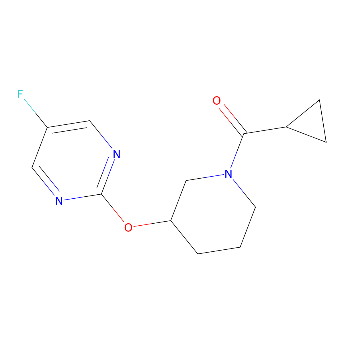 Cyclopropyl(3-((5-fluoropyrimidin-2-yl)oxy)piperidin-1-yl)methanone molecular structure, CAS 2034527-76-7