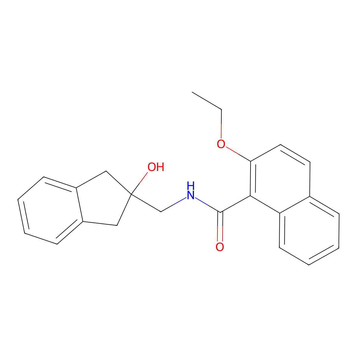 2-ethoxy-N-((2-hydroxy-2,3-dihydro-1H-inden-2-yl)methyl)-1-naphthamide molecular structure, CAS 2034527-79-0