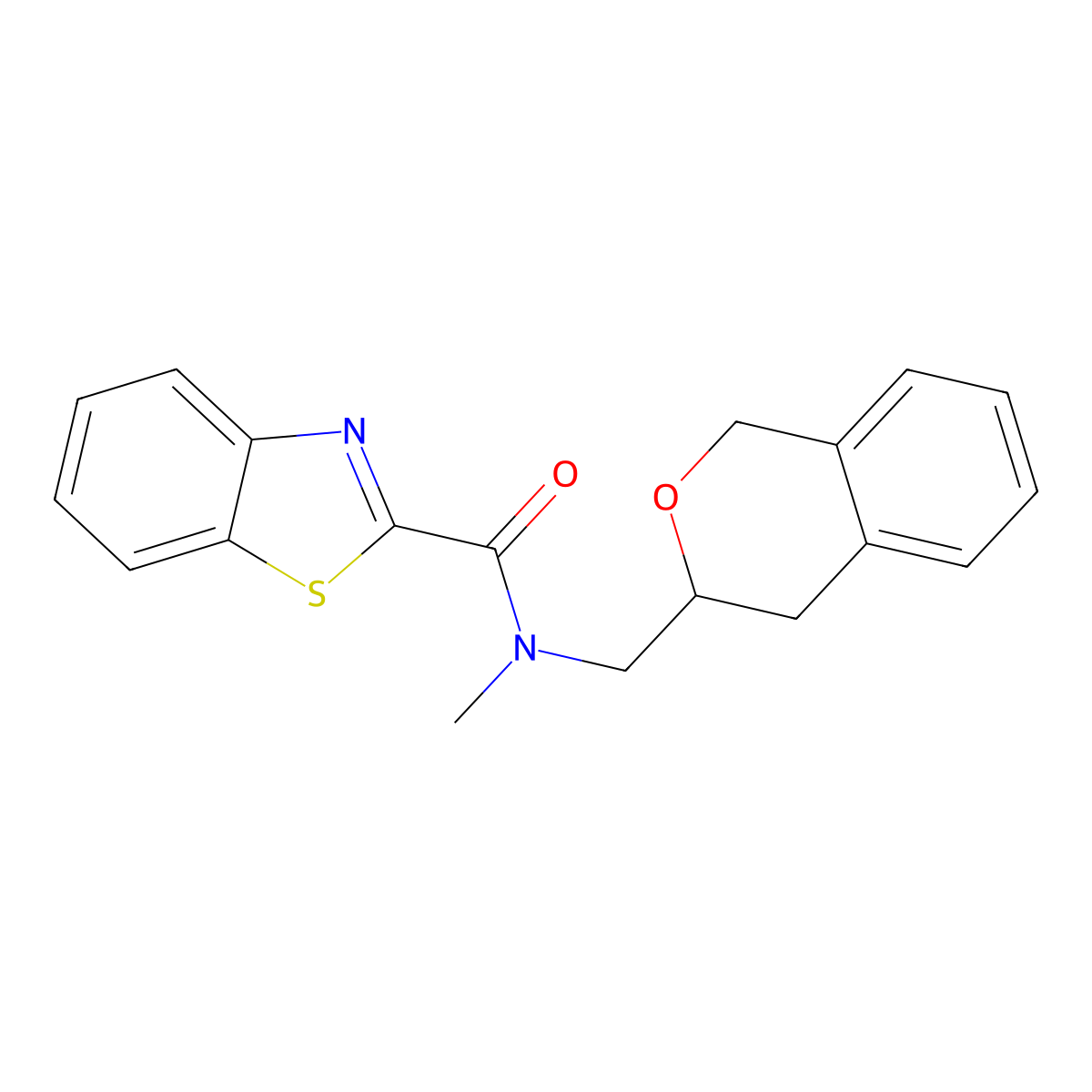 N-(isochroman-3-ylmethyl)-N-methylbenzo[d]thiazole-2-carboxamide molecular structure, CAS 2034527-82-5