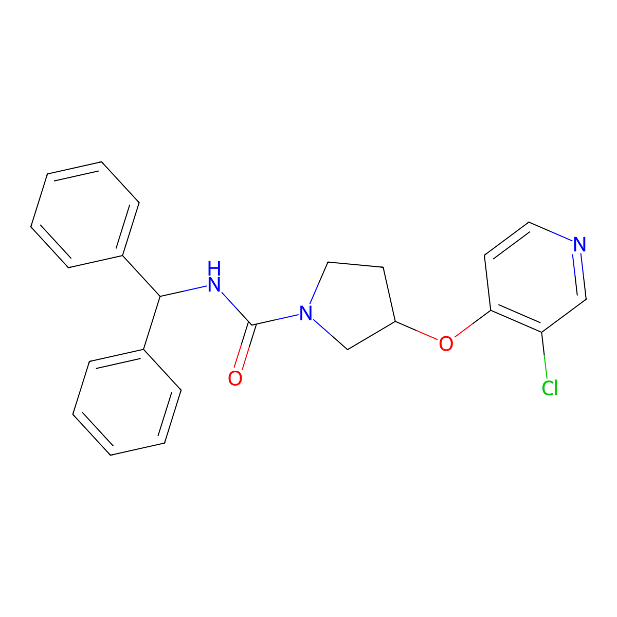 N-benzhydryl-3-((3-chloropyridin-4-yl)oxy)pyrrolidine-1-carboxamide molecular structure, CAS 2034527-85-8