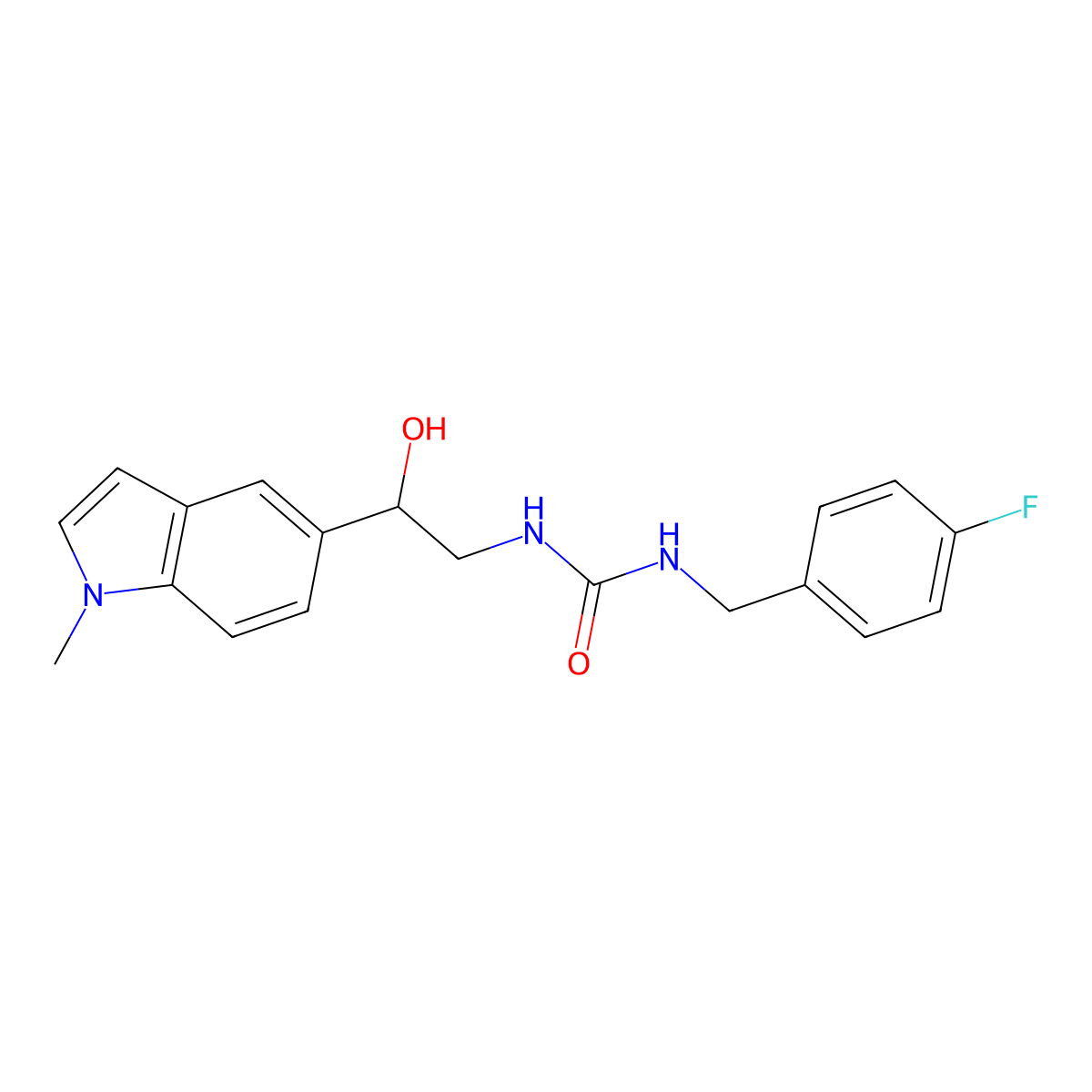 1-(4-fluorobenzyl)-3-(2-hydroxy-2-(1-methyl-1H-indol-5-yl)ethyl)urea molecular structure, CAS 2034527-86-9