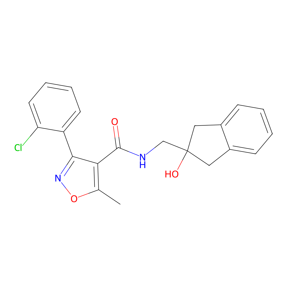 3-(2-chlorophenyl)-N-((2-hydroxy-2,3-dihydro-1H-inden-2-yl)methyl)-5-methylisoxazole-4-carboxamide molecular structure, CAS 2034527-88-1