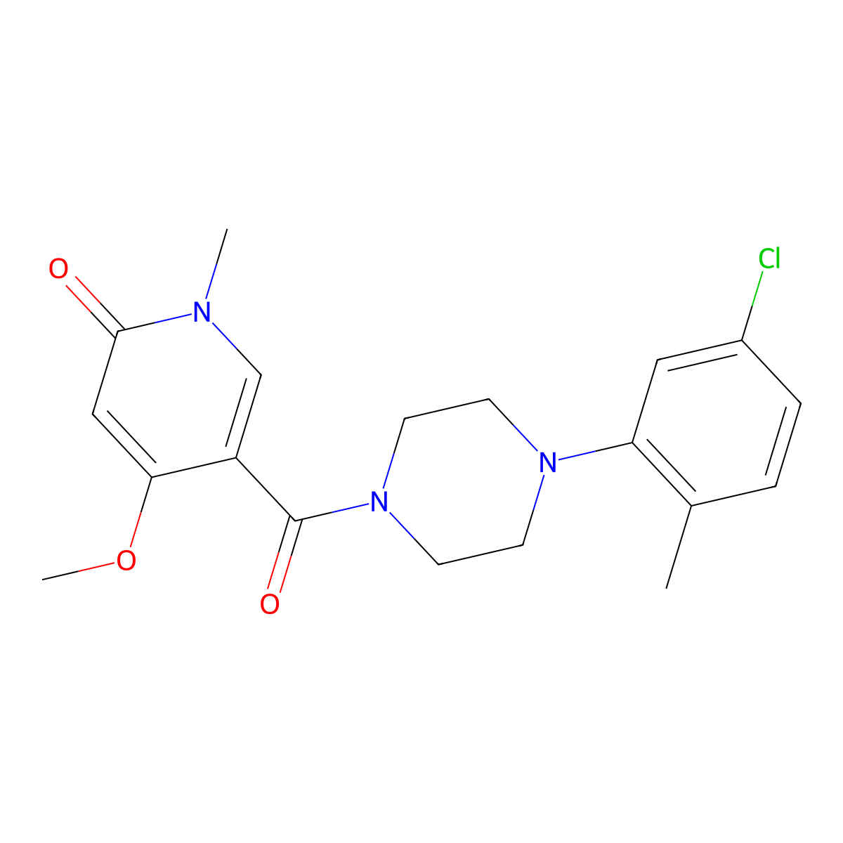 5-(4-(5-chloro-2-methylphenyl)piperazine-1-carbonyl)-4-methoxy-1-methylpyridin-2(1H)-one molecular structure, CAS 2034528-01-1