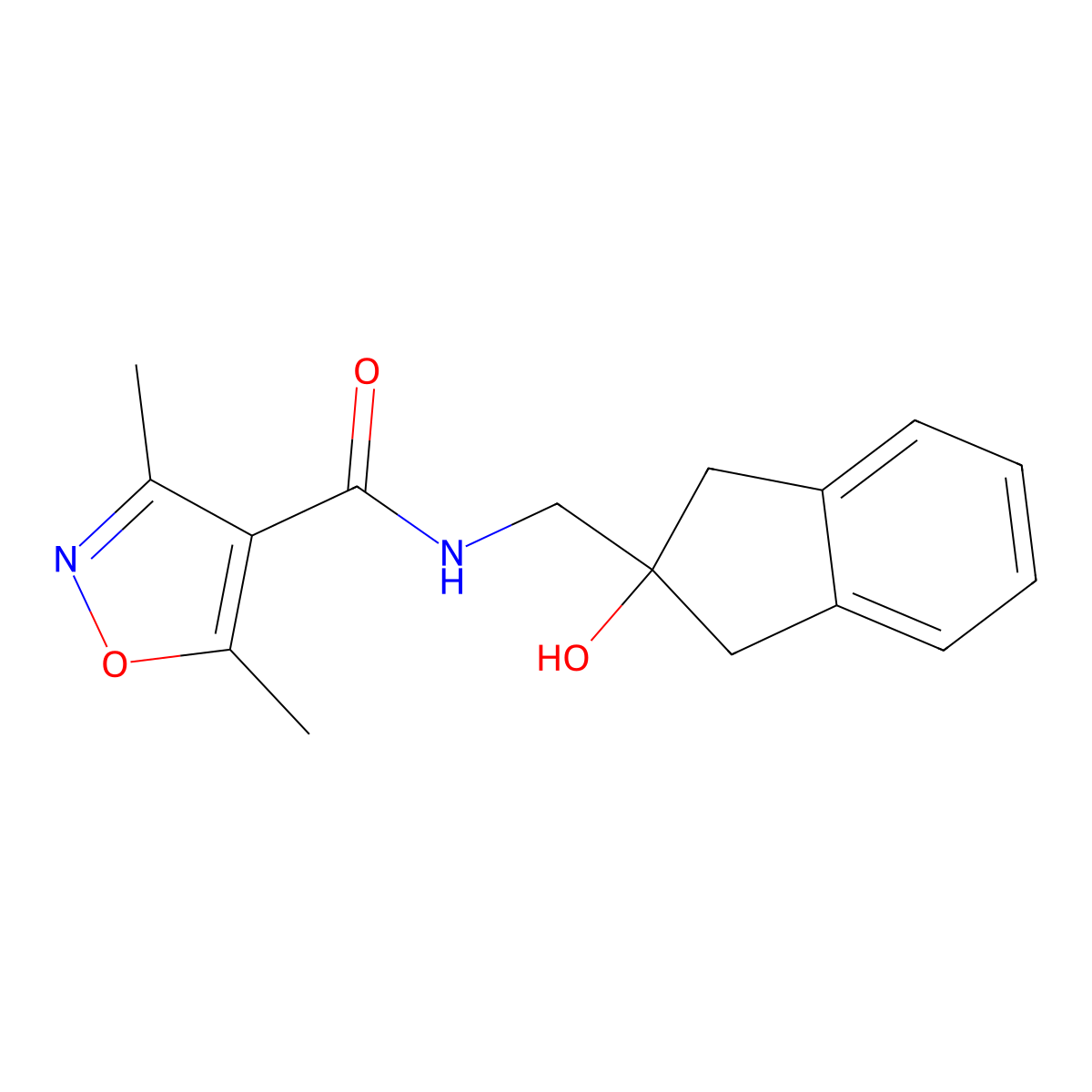 N-((2-hydroxy-2,3-dihydro-1H-inden-2-yl)methyl)-3,5-dimethylisoxazole-4-carboxamide molecular structure, CAS 2034528-03-3