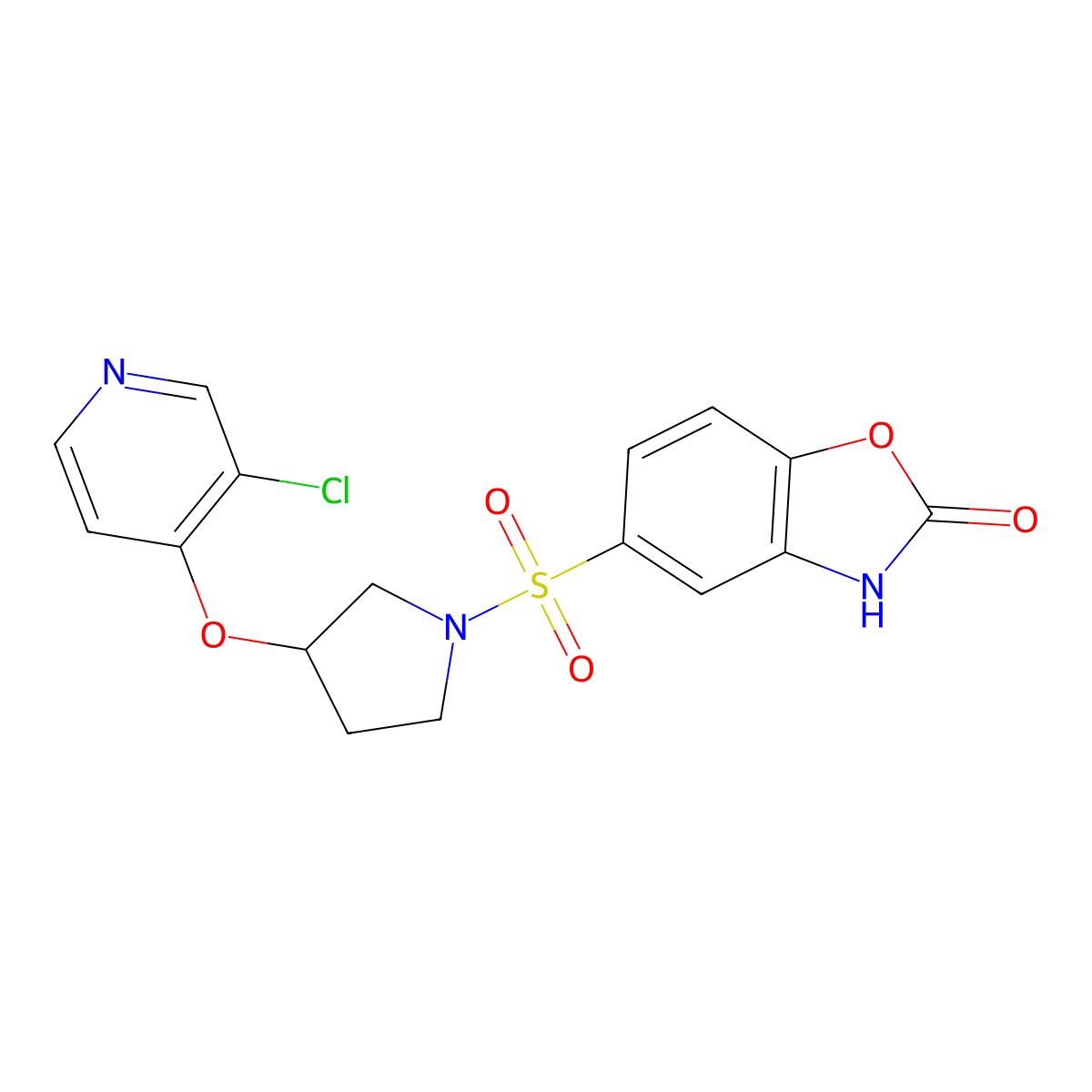 5-((3-((3-chloropyridin-4-yl)oxy)pyrrolidin-1-yl)sulfonyl)benzo[d]oxazol-2(3H)-one molecular structure, CAS 2034528-06-6