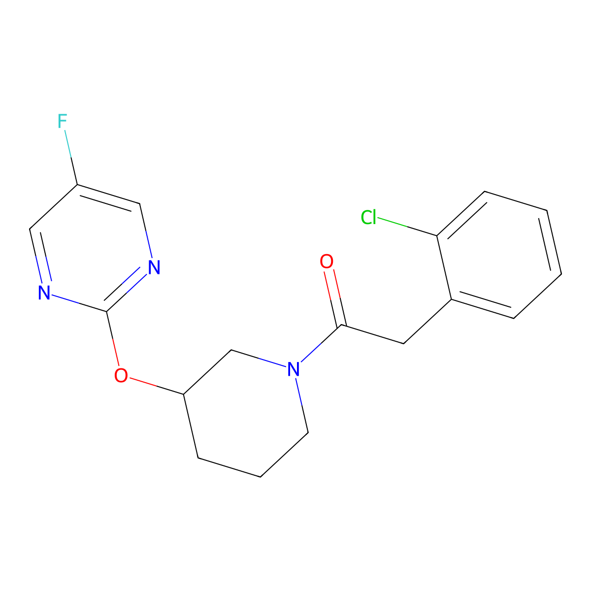 2-(2-Chlorophenyl)-1-(3-((5-fluoropyrimidin-2-yl)oxy)piperidin-1-yl)ethanone molecular structure, CAS 2034528-07-7