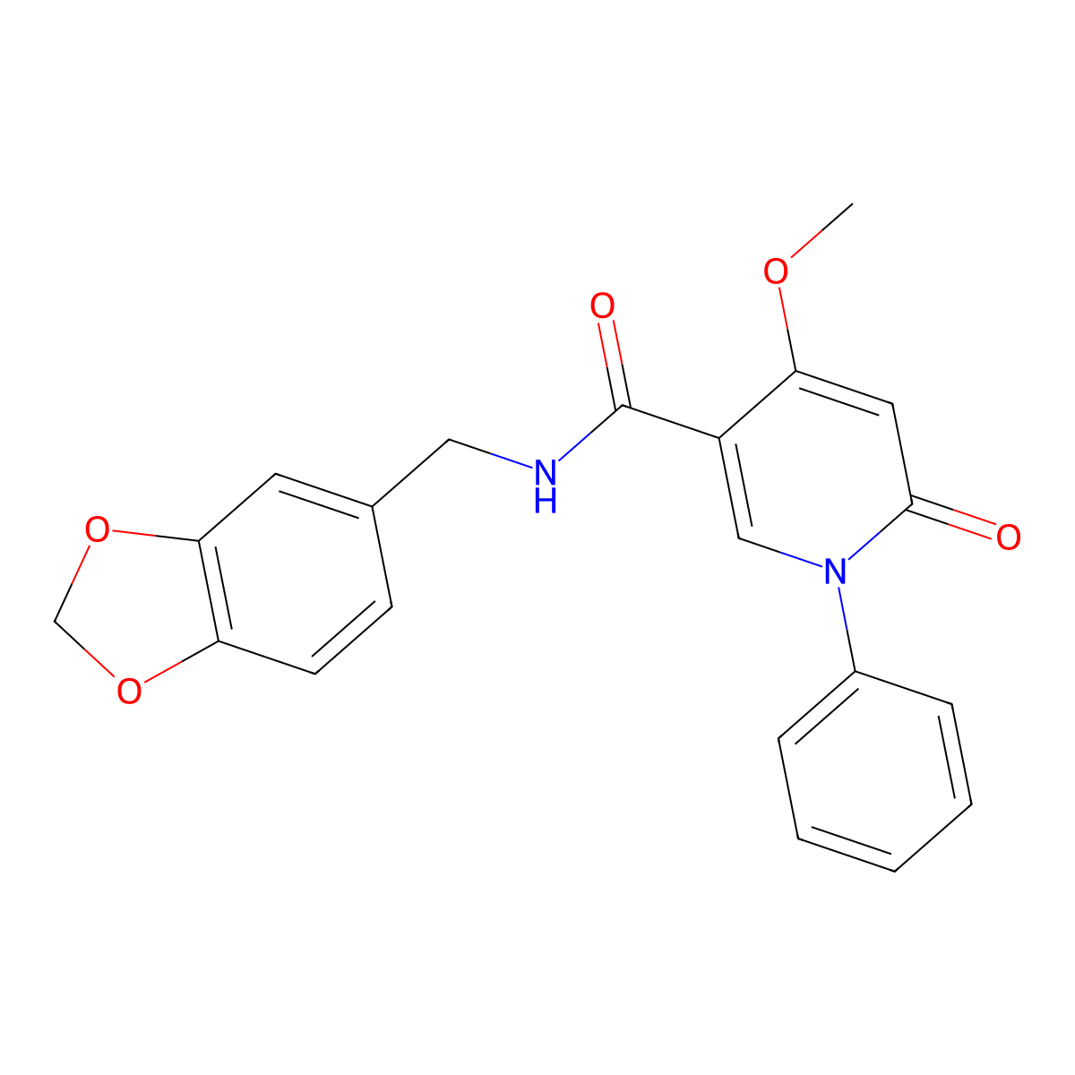 N-(benzo[d][1,3]dioxol-5-ylmethyl)-4-methoxy-6-oxo-1-phenyl-1,6-dihydropyridine-3-carboxamide molecular structure, CAS 2034528-09-9