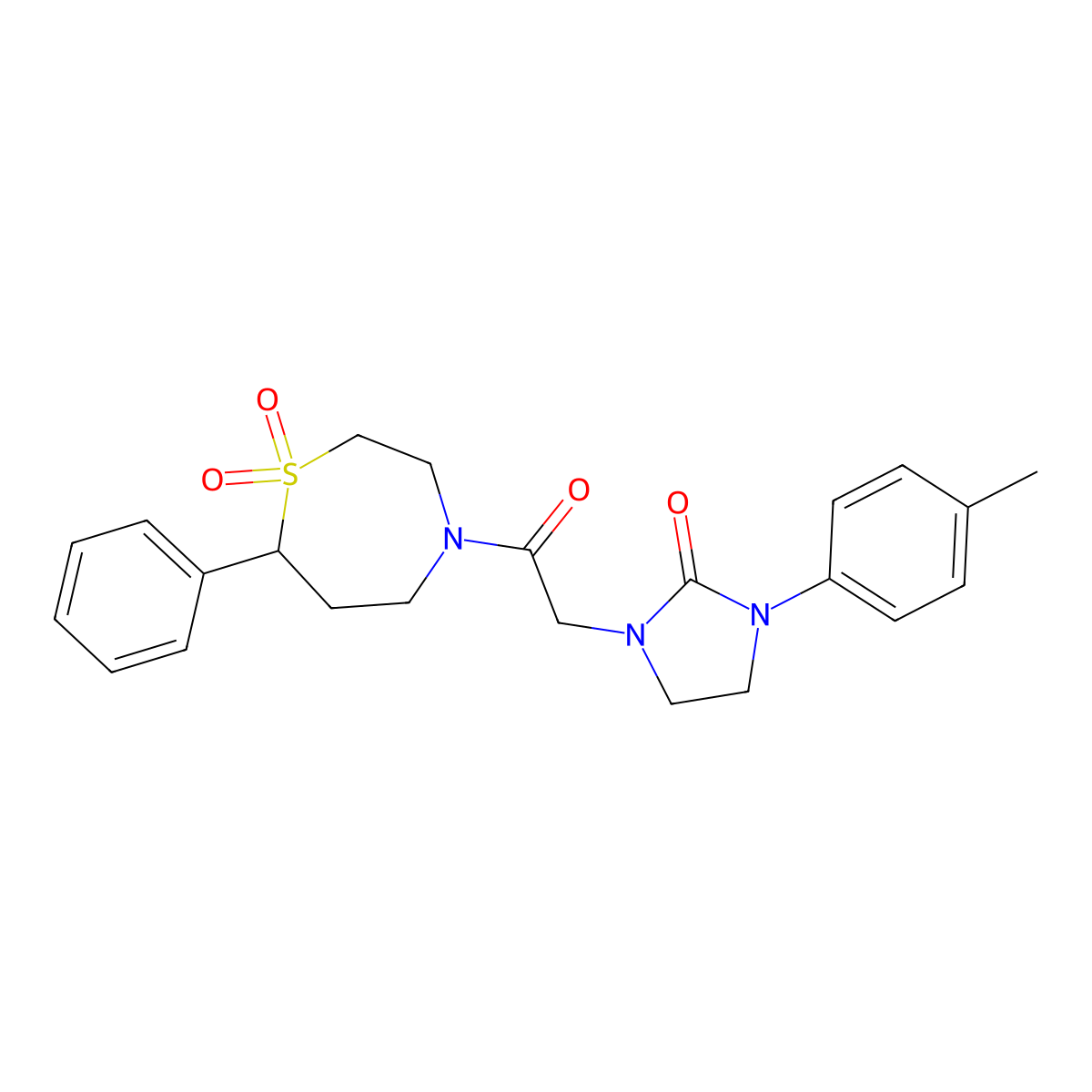 1-(2-(1,1-Dioxido-7-phenyl-1,4-thiazepan-4-yl)-2-oxoethyl)-3-(p-tolyl)imidazolidin-2-one molecular structure, CAS 2034528-10-2