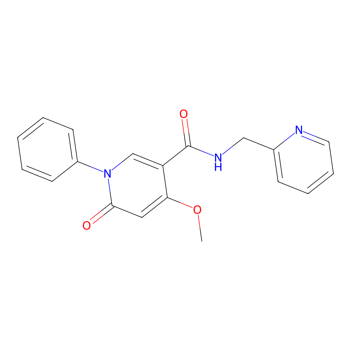 4-methoxy-6-oxo-1-phenyl-N-(pyridin-2-ylmethyl)-1,6-dihydropyridine-3-carboxamide molecular structure, CAS 2034528-15-7