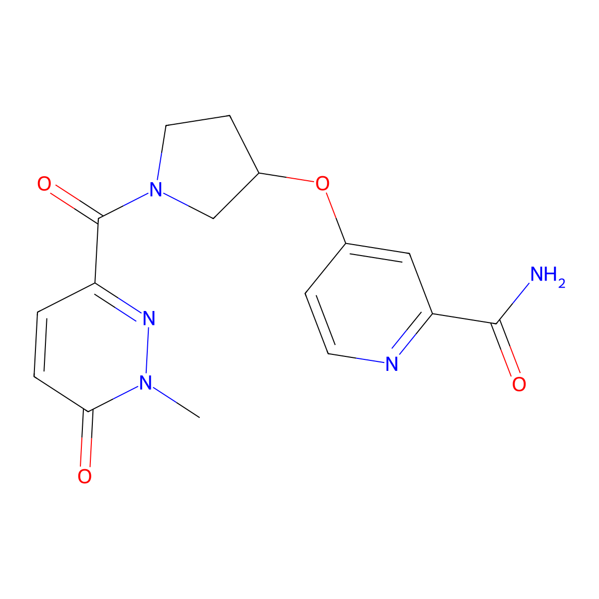 4-((1-(1-Methyl-6-oxo-1,6-dihydropyridazine-3-carbonyl)pyrrolidin-3-yl)oxy)picolinamide molecular structure, CAS 2034528-18-0