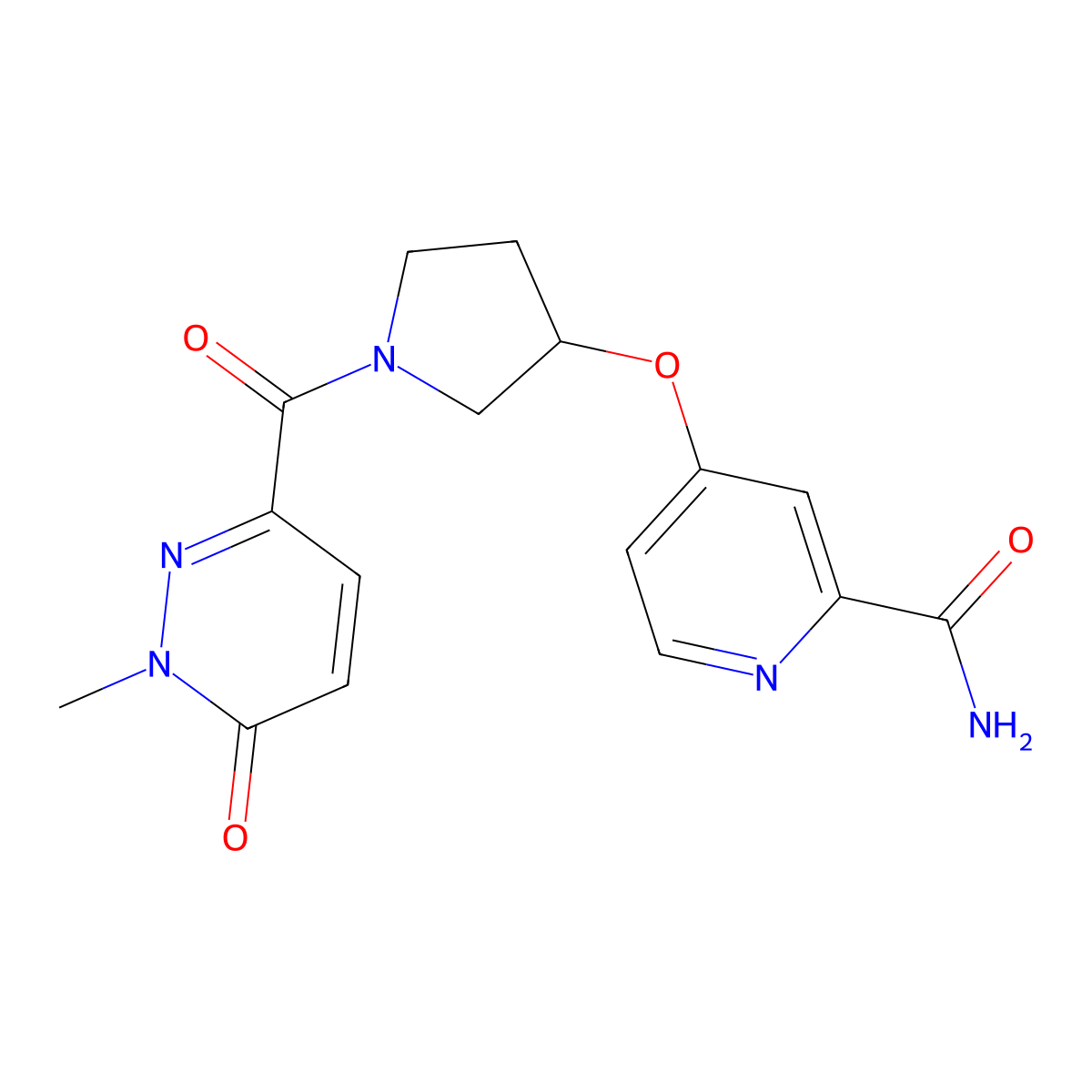 4-((1-(1-Methyl-6-oxo-1,6-dihydropyridazine-3-carbonyl)pyrrolidin-3-yl)oxy)picolinamide molecular structure, CAS 2034528-18-0